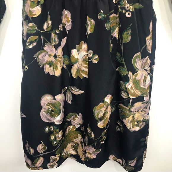 J. Crew Factory Dark Floral Long Sleeve Faux Wrap Skirt Mini Dress - Picture 5 of 16